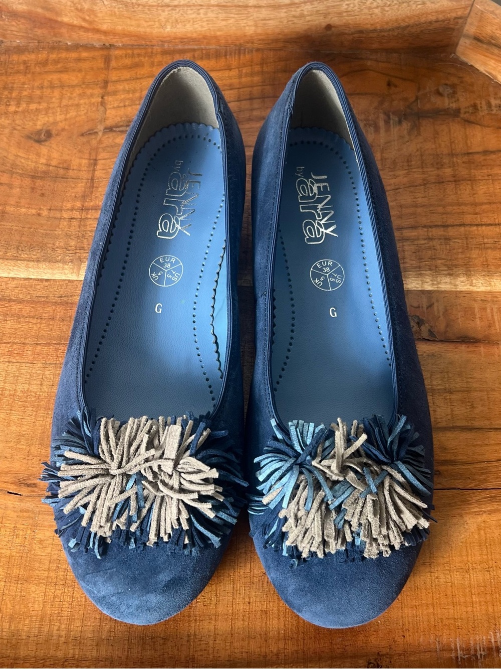 Jenny by Ara Women's sz 7.5 Blue Suede Flats